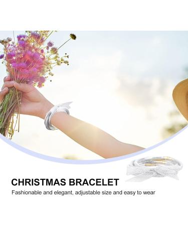 Operitacx 1Pc Ribbon Glitter Bracelet glitter wristband transparent tube bracelet kid suit silicone wristbands buddha bracelet for men swirl bracelets plastic Christmas Wearing Accessory set Silver 7.5x7.5cm - Buy Online on GoSupps.com