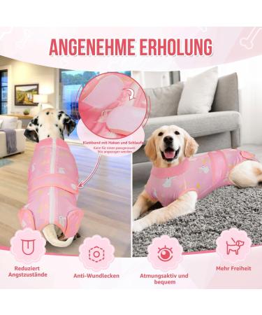 Slowton Post-Op Dog Suit - Soft Breathable Leak Protection Anti-Lick Zippered E-Collar Alternative - XL Pink for Male Dog After Castration - Buy Online on GoSupps.com