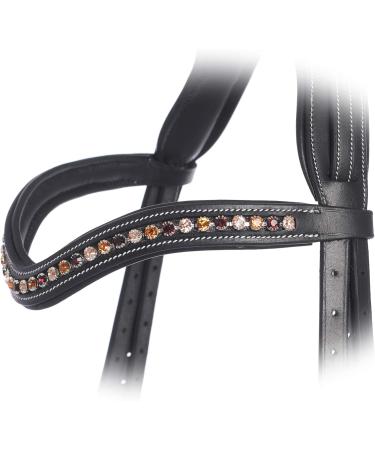Exionpro Elegant Crystal Headband for Horses | Soft Padded Design in Bright Peach Burgundy & Topaz - Medium COB Size - Buy Online on GoSupps.com