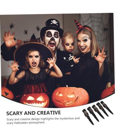 5pcs Halloween Vampire Witch False Nail Set for Witch Cosplay - Plastic Vampire Finger Tips with Spider, Skull & Elf Ears Design - 9.5x2.5cm - Buy Online on GoSupps.com
