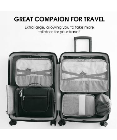 WANDF Large Hanging Toiletry Wash Bag Travel Makeup Organizer - Denim Black | Men Women - Buy Online on GoSupps.com
