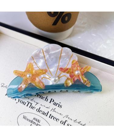 ELICNA Chic and Stylish Ocean-Inspired Acetate Hair Clips with Starfish Seashells and Tropical Motifs - Durable Fashion Accessories for Beachy Vibes - Versatile Nature-inspired Designs - Shark Clip - Buy Online on GoSupps.com