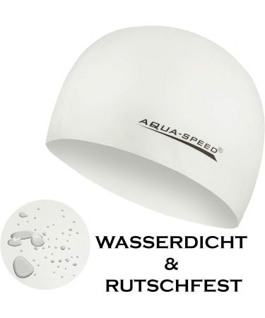Aqua Speed Super-Stretch Bath Cap for Men & Women | Silicone Swimming Cap with E-Book | Ultimate Bathing Support | Mega Mega/White - Buy Online on GoSupps.com