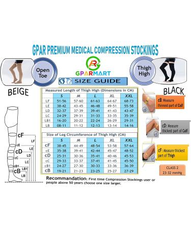 GPAR Premium Medical Compression Stockings Class 2 - Unisex Thigh-High 23-32 mmHg for Varicose Veins Edema Leg Pain & Thrombosis - Black Size M - Buy Online on GoSupps.com