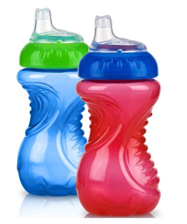 Nuby 2 Pack No Spill Cup 10 Ounce Blue - Red