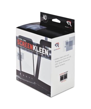 Read Right RR1391 ScreenKleen Alcohol-Free Wet Wipes Cloth 5 x 5 40/Box