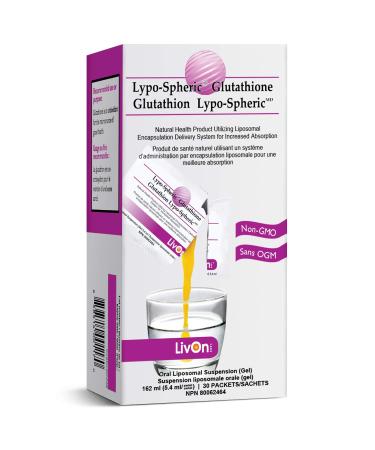 Lypo-Spheric Glutathione - 30 Packets 162 ml Glutathione Per Packet Liposome Encapsulated for Maximum Bioavailability Professionally Formulated 100% Non-GMO 5.40 ml (Pack of 30)