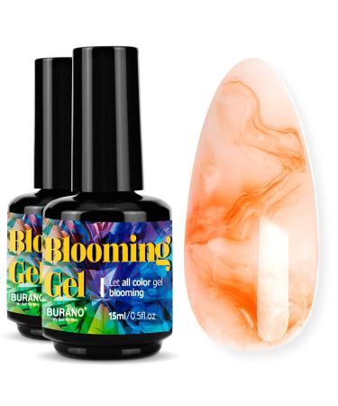 BURANO Nail Blooming Gel Clear 0.5 Floz 2 Bottles  Bloom Gel Nail Art for Nails Clear Blooming Gel Nail Polish for Spreading Effect (2 bottles)