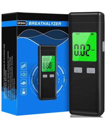 Figollty Breathalyzer,Professional-Grade Alcohol Tester with Memory and Warning Function for Personal and Professional Use(Black,10 Mouthpieces)