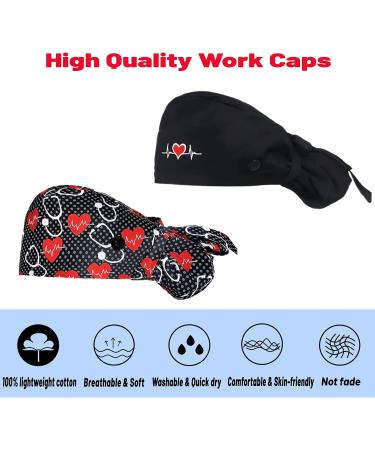 YUESUO 2 Pack Cotton Working Cap with Buttons, Sweatband & Adjustable Ponytail Tie Back - Ideal Head Cover for Men & Women with Long Hair - Shower Cap Alternative (M) - Buy Online on GoSupps.com