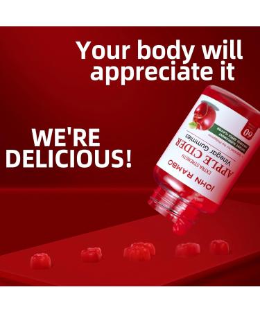 Apple Cider Vinegar Gummies for Gut Health - 60 Count - Vegan Gelatin-Free & Non-GMO with Vitamin B12 B6 Beet Root & Pomegranate - Natural Energy & Detox Supplement - Buy Online on GoSupps.com