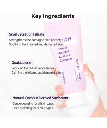 TIA M TIAM Snail & Azulene Low pH Gel Facial Cleanser | Anti-Acne Treatment for Sensitive Skin | 6.76 Fl. Oz - Buy Online on GoSupps.com