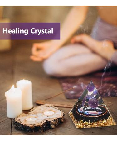 Orgone Pyramid - Amethyst & Obsidian Healing Crystals for Love, Health, and Protection - Chakra Balancing Meditation Home Decor - 6cm - Buy Online on GoSupps.com