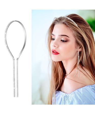 Crystal Rhinestone Headband Tassel Hair Jewelry for Wedding - Bridal Party Hoops Tassel Accessories - 3 Piece Set - Buy Online on GoSupps.com