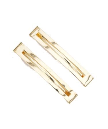 Pair of gold effect clip-in end barrettes hair slides with cut-out design. Useful hair accessory.