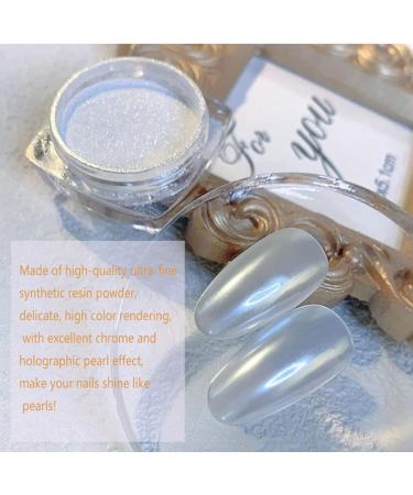 Pearl Glitter Nail Powder Set - White Pearlescent Mermaid Chrome Nail Powder for Gel Polish Nail Art - Mica Glitter Pigment for Home Decoration (2pcs) - Buy Online on GoSupps.com