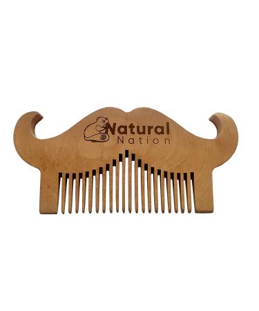 Wooden Moustache/Beard Comb Anti-Static Natural Wood Eco-Friendly Biodegradable De-tangles and Smoothes Out Facial Hair