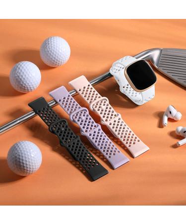 Maledan Breathable Sport Bands 4-Pack for Fitbit Sense/Versa 3 | Waterproof Replacement Wristbands with Air Holes | Small Size for Women Men | Black, Pink, White, Lavender - Buy Online on GoSupps.com