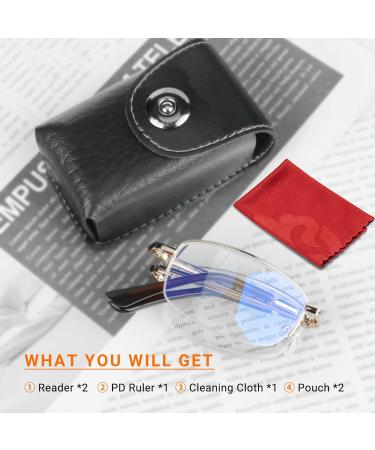 2 Pack Folding Half Frame Metal Reading Glasses - Stylish & Portable | Shop Now - Buy Online on GoSupps.com