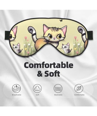 Cat and Butterfly Adjustable Sleep Eye Mask - Unisex Blackout Design for Home Travel Yoga & Office Naps - Buy Online on GoSupps.com