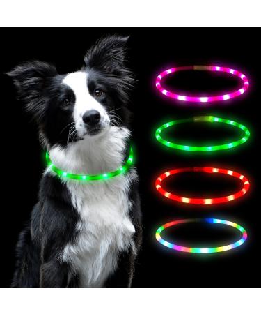 Auauy LED light neck band Dog USB Charging Long -adjustable pet safety silicone collar cutable waterproof luminous band for dogs and cats 4 mode (green) - Buy Online on GoSupps.com