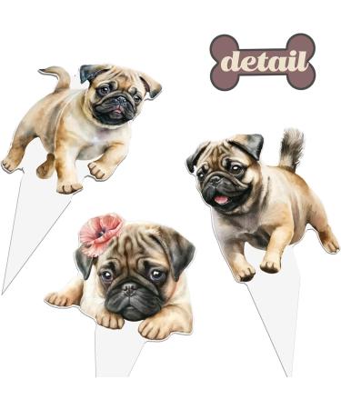 Pug Dog Cupcake Toppers Pug Birthday Decorations 48Pcs Pug Dog Party Decorations Pug Cupcake Picks Dog Theme Party Decoration for Playful Pugs Puppy Baby Shower Supplies - Buy Online on GoSupps.com