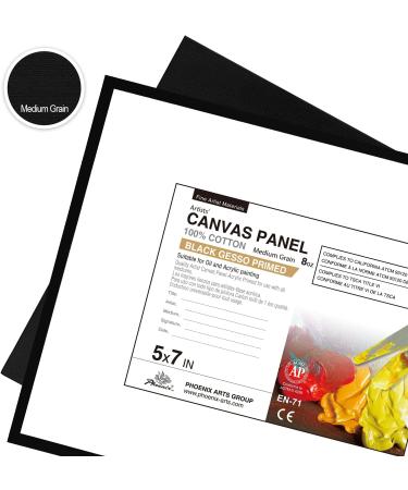 PHOENIX Black Canvas Panels 5x7 Inch 6 Pack - Triple Primed 100% Cotton Acid Free Canvases for Painting - Blank Flat Canvas Boards for Acrylic, Oil, Tempera - 6 Pack Black 5x7 - Buy Online on GoSupps.com