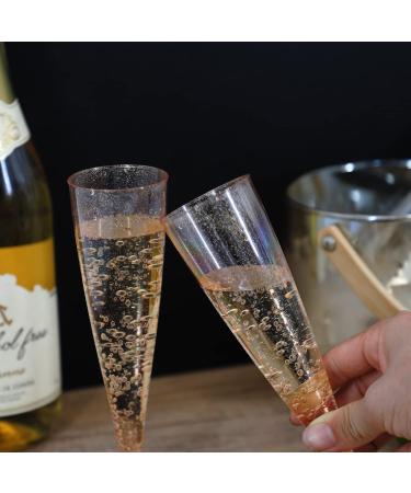 Homy Feel Rose Gold Glitter Plastic Champagne Flutes - 30 Pack, 5oz Disposable Glasses for Party & Mimosa Bar - Buy Online on GoSupps.com