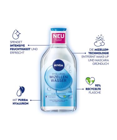 Nivea Hydra Skin Effect Micelle Water 400ml - Nourishing Hyaluron Facial Cleanser & Makeup Remover (3 Pack) - International Shipping Available - Buy Online on GoSupps.com