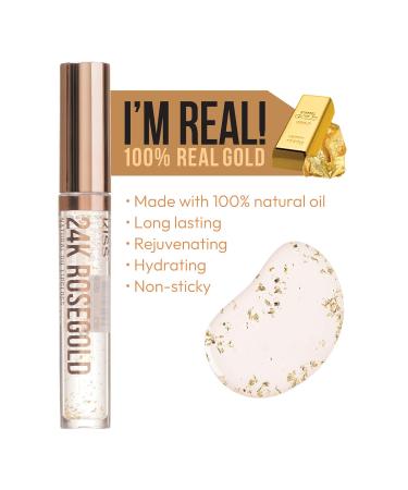 Kiss New York 3 PACK Lip Oil Gloss - Hydrating Non-Sticky Lip Oil Set - 100% Natural Oils - Lightweight Moisturizing Formula (Rosegold, Rosehip, Mango Butter) - Buy Online on GoSupps.com