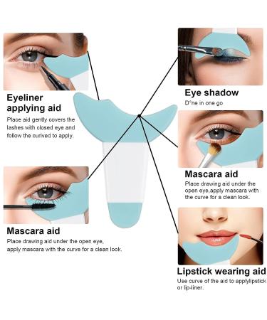 SUMETHING 3-in-1 Reusable Eye Stencils Makeup Tool - Easy Eyelash, Eyeshadow, and Eyeliner Applicator Guide - Ideal for Mascara Brush and Eyelash Grooming - Blue - Buy Online on GoSupps.com