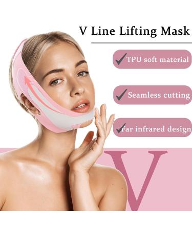 2 in 1 Double Chin Set & V Line Mask - Gua Sha Facial Tool & Sculpting Sleep Mask for Women - Pink - Buy Online on GoSupps.com