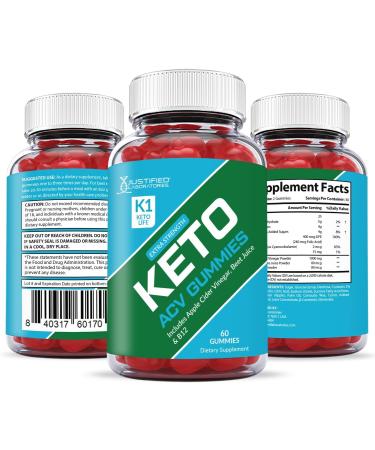 Justified Laboratories K1 Keto Life ACV Gummies 1000MG with Pomegranate Juice, Beet Root, B12 - 60 Gummys - Buy Online on GoSupps.com