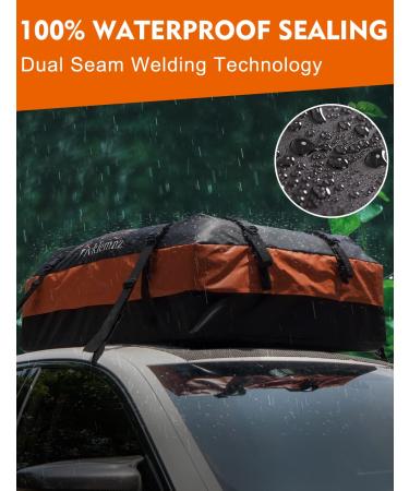 FIVKLEMNZ 15 Cubic Rooftop Cargo Carrier | Waterproof Soft Car Roof Rack Cargo Bag | 15 Cubic Feet Capacity with Anti-Slip Mat & 8 Straps | Universal Fit for All Vehicles - Buy Online on GoSupps.com
