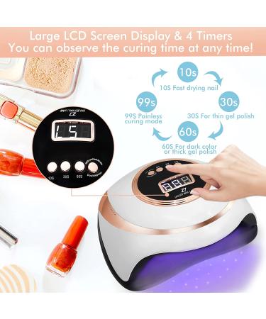 180W Professional UV Nail Lamp with 57pcs Lamp Beads | Fast Curing Nail Dryer | 4 Timers Gel Nail Light | for Gel Nail Polish Kit | Home Salon Nail Art Tools - Buy Online on GoSupps.com