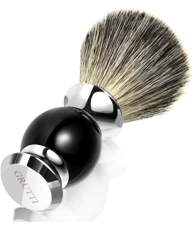 Grutti Badger Shaving Brush - Premium Natural Hair | Black Resin Handle | Wet Shaving Essential - Buy Online on GoSupps.com