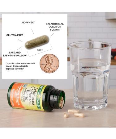 Spring Valley Premium Fusion Echinacea Goldenseal Capsules 900mg 75 Ct + Vitamin Pouch and Supplement Guide - Buy Online on GoSupps.com