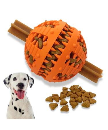 Pawsonly dog ball for small big dogs |Feeding ball for dogs |Puppy toy |Natural rubber |Dental care dogs toys |Dog toy intelligence ball (large 8 cm orange) large 8 cm orange - Buy Online on GoSupps.com