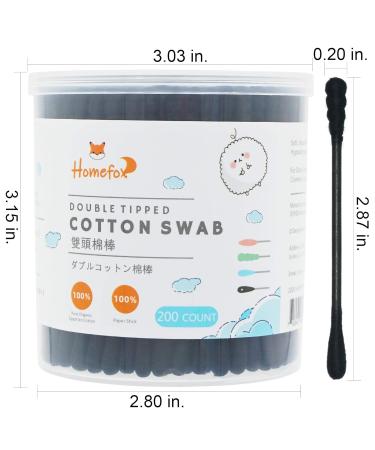 HOMEFOX Black Cotton Swabs Spiral - 400 Count Organic Cotton Buds Double Side Tightly Wrapped Charcoal Cotton Tips Paper Stick Soft Gentle Chlorine-Free Cruelty-Free Goth Round & Spiral (Black) 400 Count Black - Buy Online on GoSupps.com