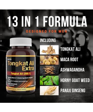Herba Tongkat Ali Supplement for Men - 200:1 Extract 10 000mg Raw Tongkat Ali Equivalent | 60 Vegetable Capsules | Premium Tongkat Ali Extract Plus Extra | Made in Canada 60 count (Pack of 1) - Buy Online on GoSupps.com