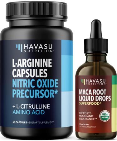 HAVASU NUTRITION Organic Maca Root Liquid Drops (60 Servings) & L Arginine L Citrulline Supplement (30 Servings)