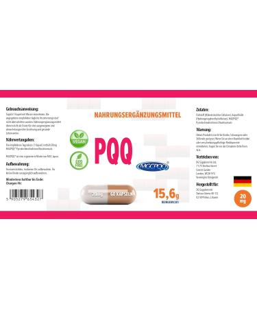 Hepatica PQQ (MGCPQQ ) 20mg 60 Vegan Capsules Tested by a Third Party Laboratory Gluten Free and GMO Free - Buy Online on GoSupps.com