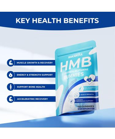 BAKAKOUL HMB and L-Leucine Gummies, HMB and Leucine Supplement Supports Muscle Fast Workout Support, HMB and Leucine Amino Acid for Men & Women, Sugar Free, Non-GMO, 120 Counts - Buy Online on GoSupps.com