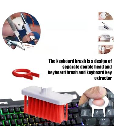Ozgkee 5-in-1 Keyboard Brush - Double Head Design Plastic Cleaning Tool for Headphones | White & Red - Buy Online on GoSupps.com