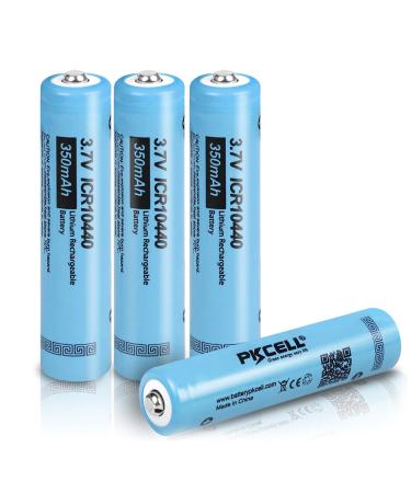 4 Pcs ICR 10440 Rechargeable Lithium Ion Battery,3.7v Batteries 350mAh (0.39 * 1.73 inch, Shorter Than AAA Size) 0.39 inch*Height:1.73 inch(Size: 10*44mm)