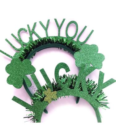 hgnxa Saint Patricks Day Green Glitter Tinsel Headband Head Bopper Irish Party Lucky Shamrock Hair Hoop Costume Accessory Type1 - Buy Online on GoSupps.com