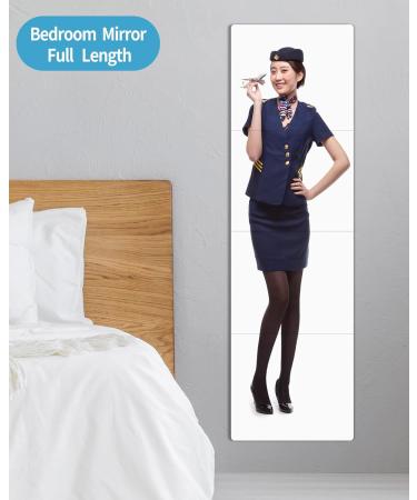 Shatterproof Full Length Wall Mirror Set 12x12 Acrylic Tiles, Extra Thick, Over The Door & Wall-Mounted, Ideal for Bedroom, Living Room, Home Gym Pack of 4 - Buy Online on GoSupps.com