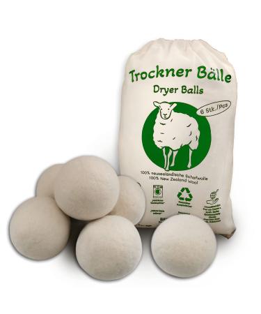 Natural dryer balls made from sheep's wool - laundry softener reduces wrinkles and is reusable - set of 6 - Buy Online on GoSupps.com