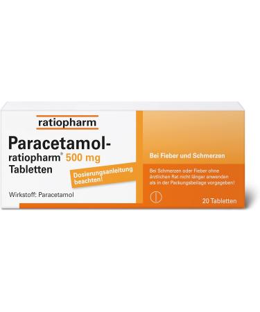 Paracetamol Ratiopharm 500 mg Tablets 2x20 | Pain & Fever Relief | Includes Vitend Hand Cream - Fast International Shipping - Buy Online on GoSupps.com