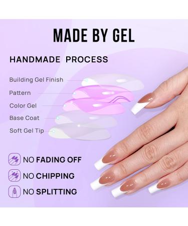 Bartbox French Press On Nails Ballerina | 30 Piece Coffin Fake Nails Set with Nail Glue - Brown 114 for Women & Girls - Buy Online on GoSupps.com